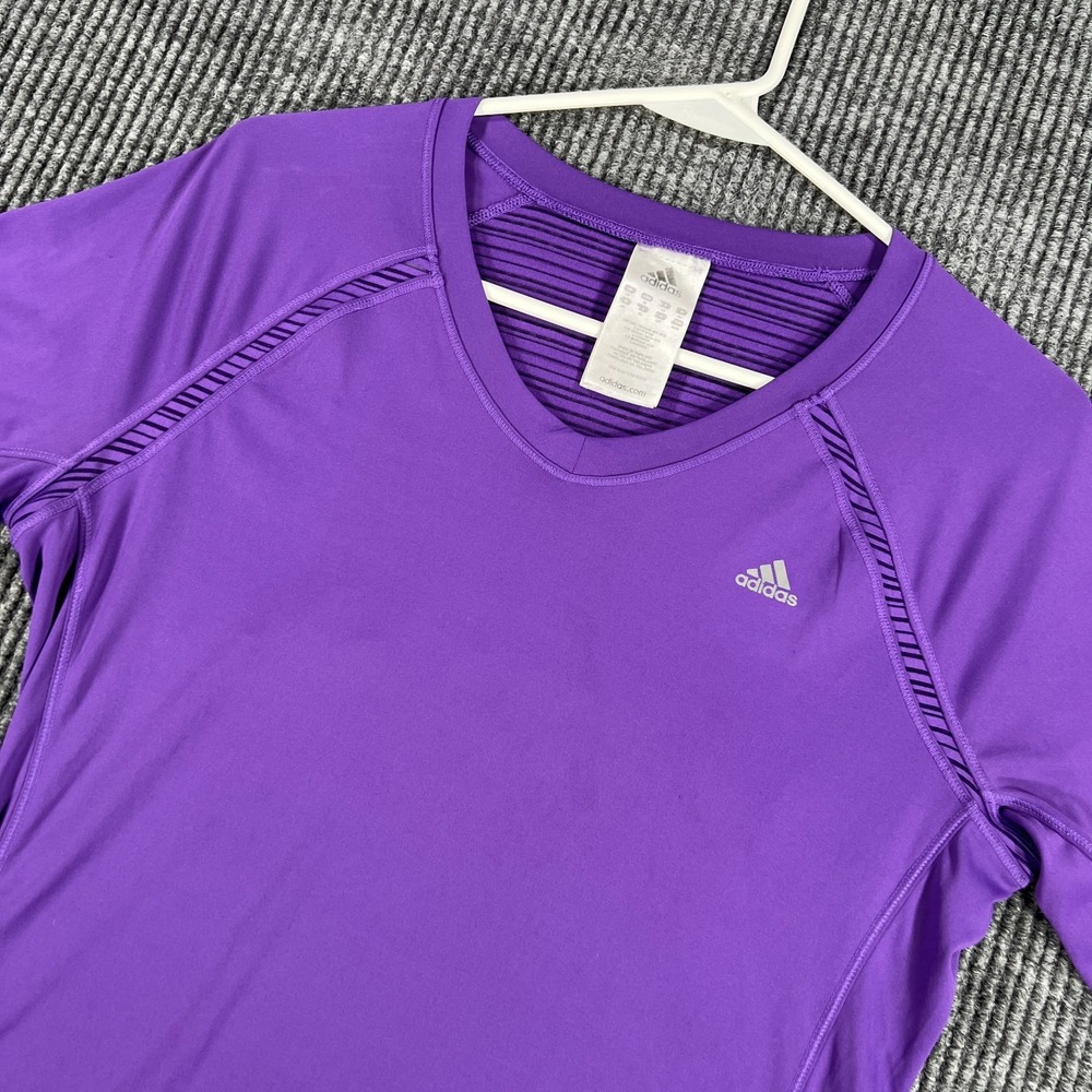 Adidas Shirt Womens Medium Purple Long Sleeve Workout Active Athletic Gym Run